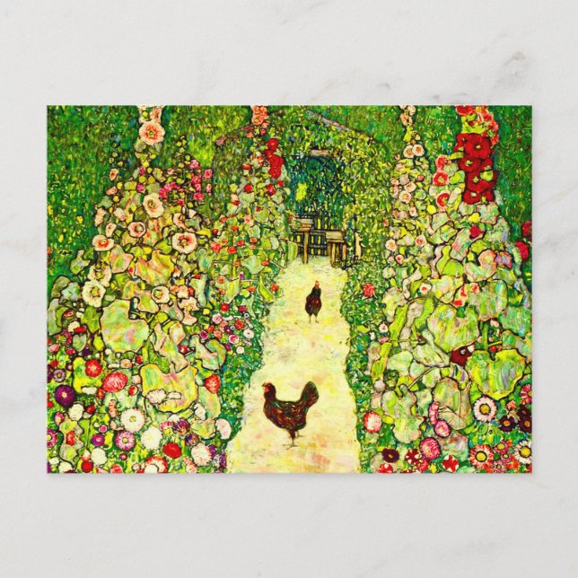 Gustav Klimt Garten mit Hühnern Postkarte (Vorderseite)