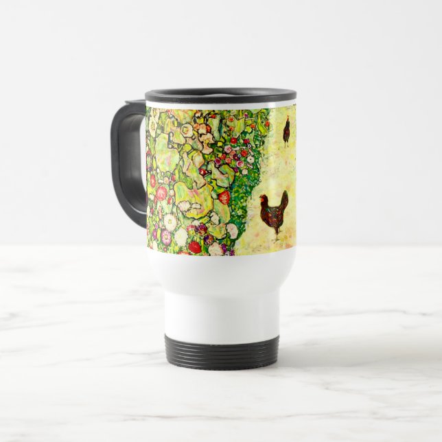 Gustav Klimt Garten mit Hühnern Reisebecher (Vorderseite Links)