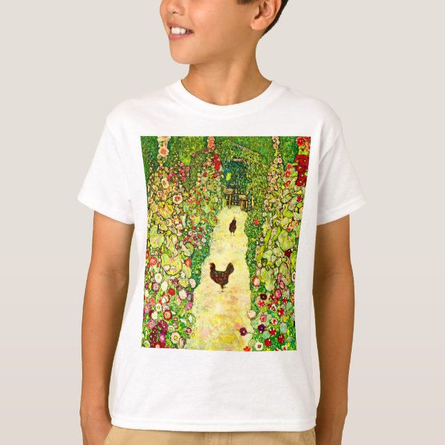 Gustav Klimt Garten mit Hühnern T-Shirt (Vorderseite)