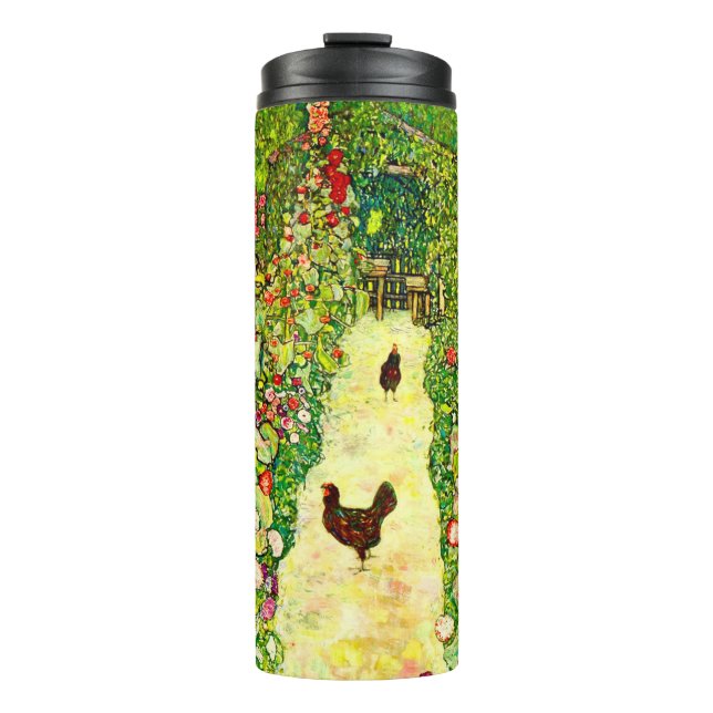 Gustav Klimt Garten mit Hühnern Thermosbecher (Vorderseite)