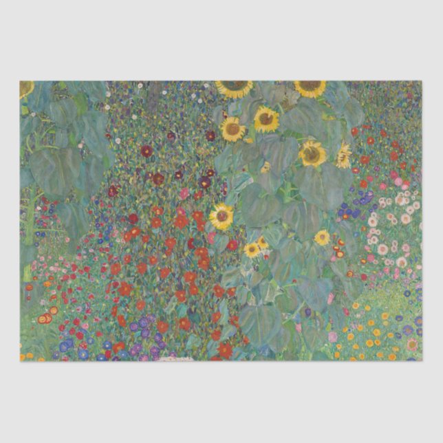 Gustav Klimt | Garten mit Sonnenblumen (1907) Seidenpapier (Vorderseite)