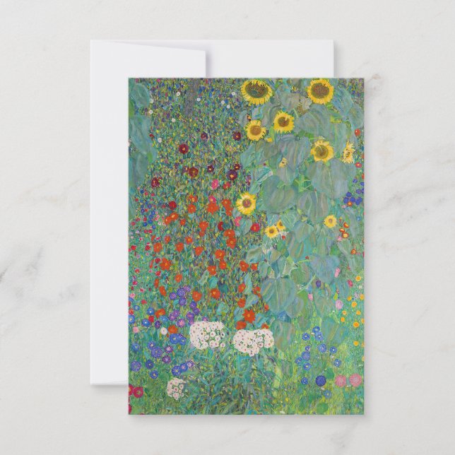 Gustav Klimt - Garten mit Sonnenblumen Dankeskarte (Vorderseite)