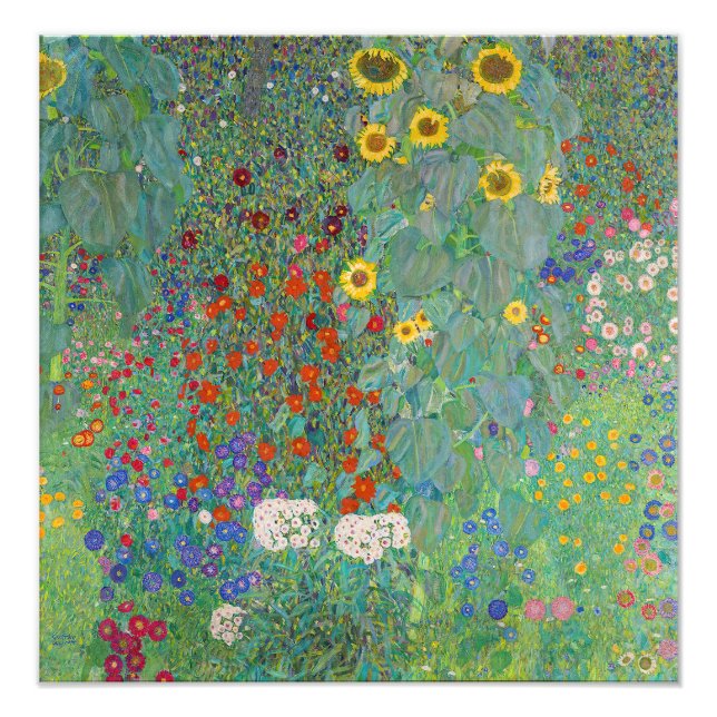 Gustav Klimt - Garten mit Sonnenblumen Fotodruck (Vorne)