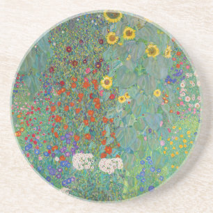Gustav Klimt - Garten mit Sonnenblumen Getränkeuntersetzer