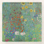 Gustav Klimt - Garten mit Sonnenblumen Glasuntersetzer<br><div class="desc">Garten mit Sonnenblumen / Bauerngarten mit Sonnenblumen - Gustav Klimt in 1905-1906</div>