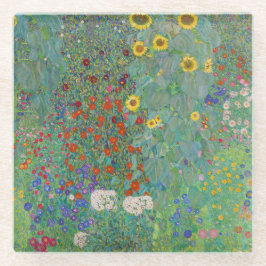 Gustav Klimt - Garten mit Sonnenblumen Glasuntersetzer