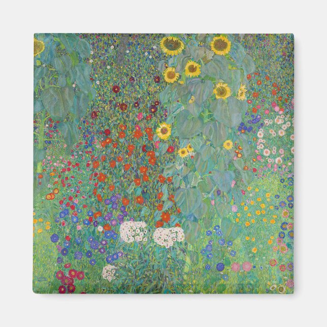 Gustav Klimt - Garten mit Sonnenblumen Magnet (Vorne)