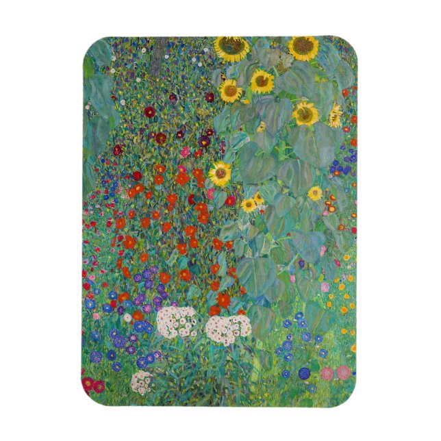 Gustav Klimt - Garten mit Sonnenblumen Magnet (Vertikal)