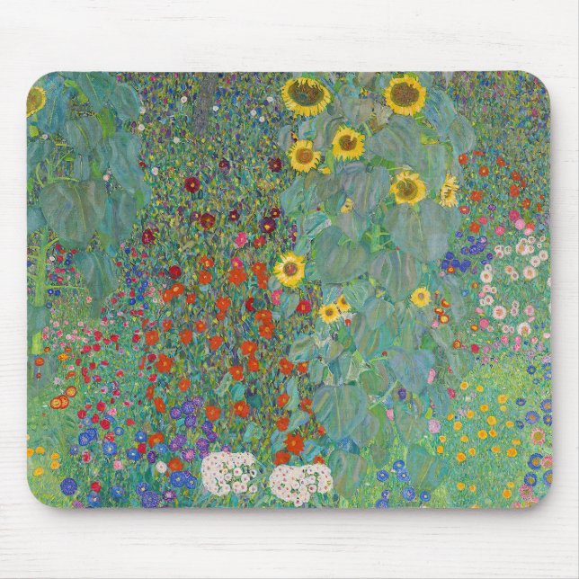 Gustav Klimt - Garten mit Sonnenblumen Mousepad (Vorne)