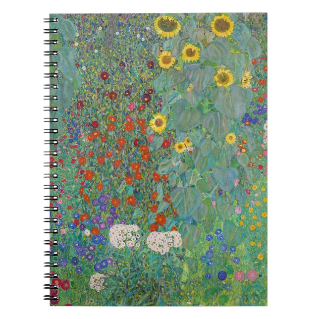 Gustav Klimt - Garten mit Sonnenblumen Notizblock (Vorderseite)