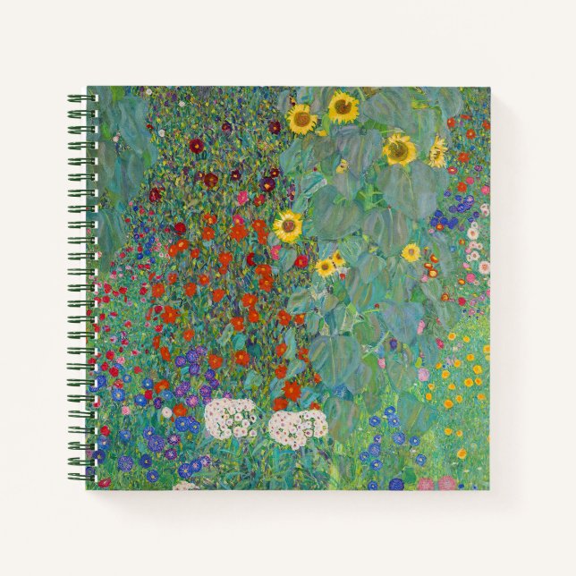Gustav Klimt - Garten mit Sonnenblumen Notizbuch (Vorderseite)
