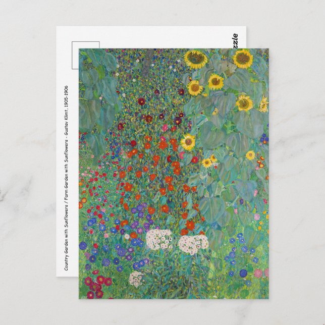 Gustav Klimt - Garten mit Sonnenblumen Postkarte (Vorne/Hinten)