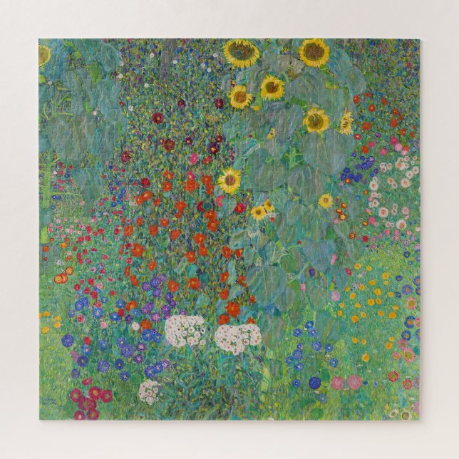 Gustav Klimt - Garten mit Sonnenblumen Puzzle (Vertikal)