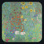 Gustav Klimt - Garten mit Sonnenblumen Quadratischer Aufkleber<br><div class="desc">Garten mit Sonnenblumen / Bauerngarten mit Sonnenblumen - Gustav Klimt in 1905-1906</div>