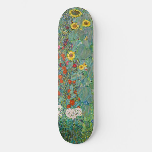 Gustav Klimt - Garten mit Sonnenblumen Skateboard (Vorderseite)