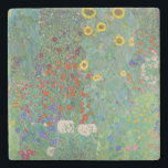 Gustav Klimt - Garten mit Sonnenblumen Steinuntersetzer<br><div class="desc">Garten mit Sonnenblumen / Bauerngarten mit Sonnenblumen - Gustav Klimt in 1905-1906</div>