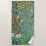 Gustav Klimt - Garten mit Sonnenblumen Strandtuch<br><div class="desc">Garten mit Sonnenblumen / Bauerngarten mit Sonnenblumen - Gustav Klimt in 1905-1906</div>