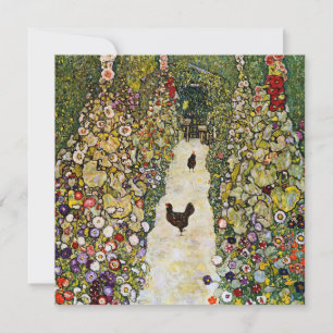 Gustav Klimt - Gartenweg mit Hühnern Dankeskarte
