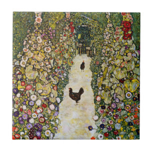 Gustav Klimt - Gartenweg mit Hühnern Fliese