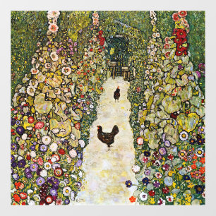 Gustav Klimt - Gartenweg über Hühner Fensteraufkleber