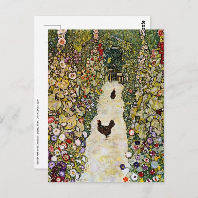 Gustav Klimt - Gartenweg über Hühner Postkarte (Vorne/Hinten)