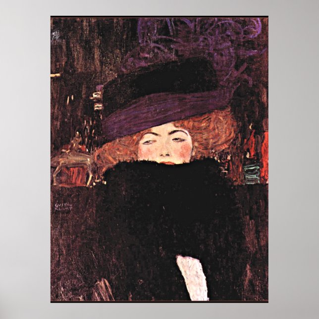 Gustav Klimt-Gemälde, Dame mit Pelzhut und Boa Poster (Vorne)