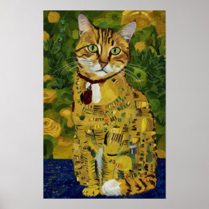 Gustav Klimt Gold süße Katze Spoof, Gustav Klimt K Poster