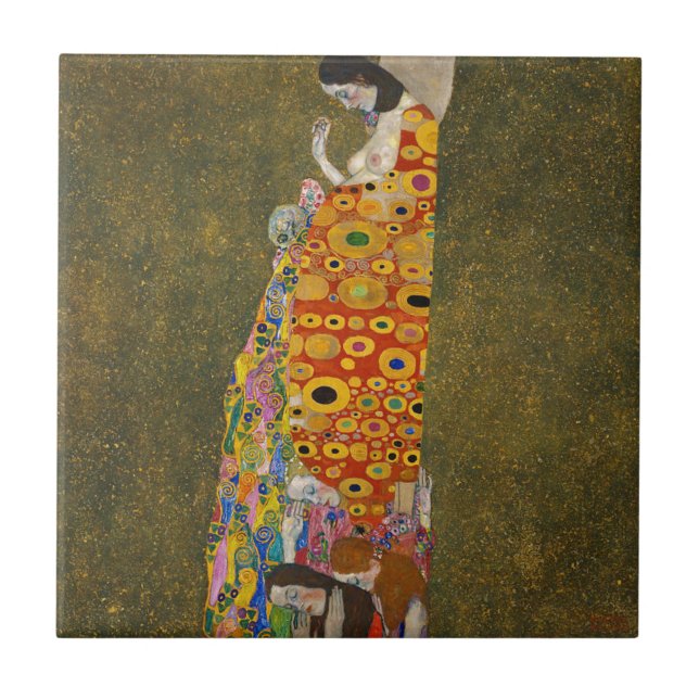Gustav Klimt - Hoffnung II - schöne Grafik Fliese (Vorderseite)