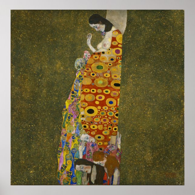 Gustav Klimt Hope 2 Oil, Gold & Platinum auf Leinw Poster (Vorne)