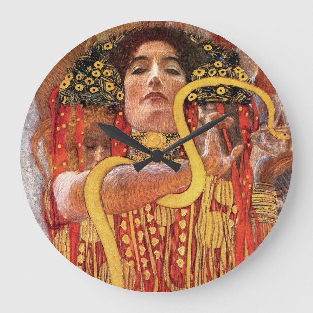 Gustav Klimt - Hygieia Medicine Goddess of Health Große Wanduhr (Vorderseite)