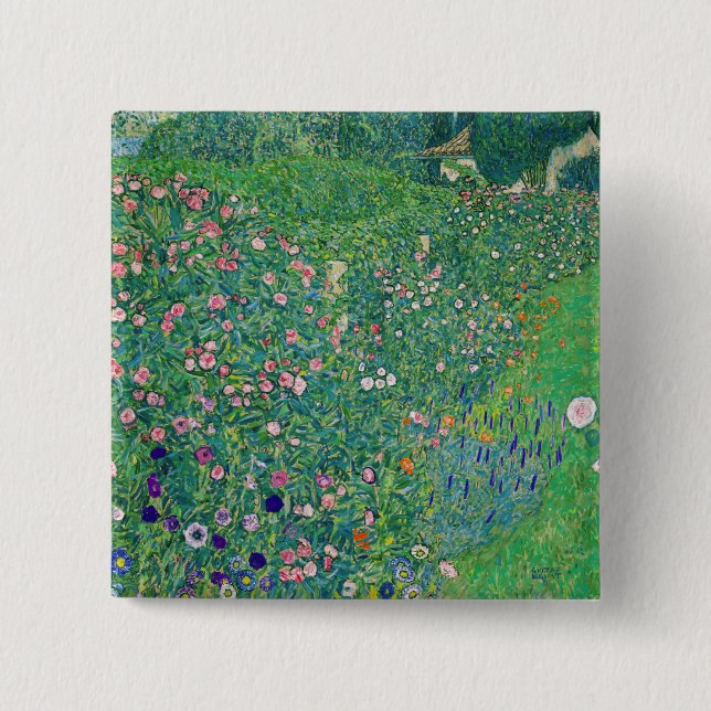 Gustav Klimt - Italienische Gartenlandschaft Button (Vorderseite)