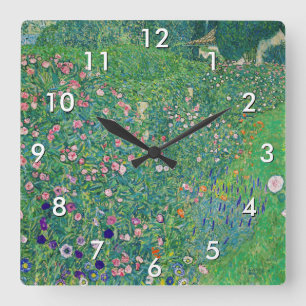 Gustav Klimt - Italienische Gartenlandschaft Quadratische Wanduhr
