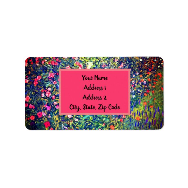 Gustav Klimt Italienischer Garten Adressaufkleber (Vorne)