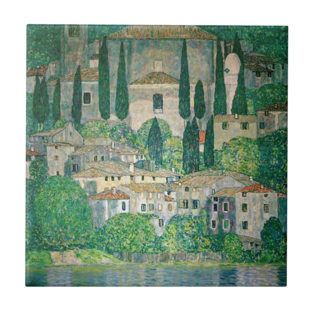 Gustav Klimt - Kirche von Cassone Fliese (Vorderseite)