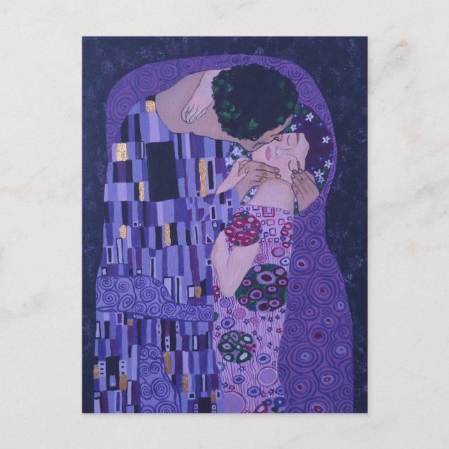 Gustav Klimt Kiss in Lila Postkarte (Vorderseite)