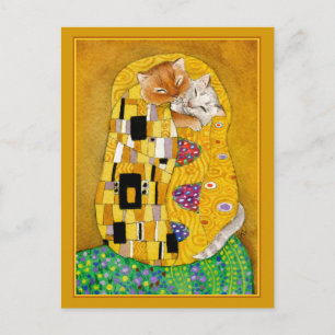 Gustav Klimt kiss niedlicher Katzenlöffel Postkarte