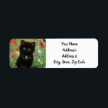 Gustav Klimt Kitten<br><div class="desc">Rücksendeadressen-Aufkleber mit einem Gustav Klimt Kitten! Dieses schwarze Kätzchen trägt einen silbernen Kragen und sitzt in einem Feld aus roten,  blauen,  weißen und gelben Blumen. Ein wunderbares Geschenk für Katzenliebhaber und österreichische Kunstliebhaber!</div>