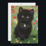 Gustav Klimt Kitten Ankündigung<br><div class="desc">Karte mit einem Gustav Klimt Kitten! Dieses schwarze Kätzchen trägt einen silbernen Kragen und sitzt in einem Feld aus roten,  blauen,  weißen und gelben Blumen. Ein wunderbares Geschenk für Katzenliebhaber und österreichische Kunstliebhaber!</div>