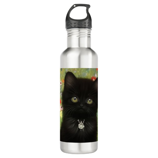 Gustav Klimt Kitten Edelstahlflasche (Vorderseite)