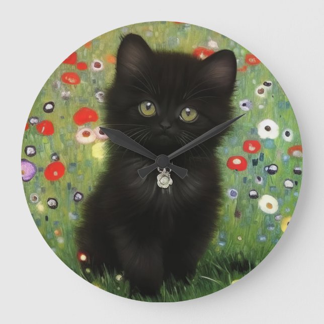 Gustav Klimt Kitten Große Wanduhr (Vorderseite)