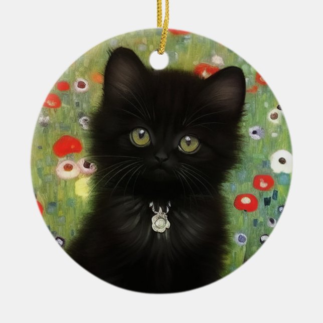 Gustav Klimt Kitten Keramik Ornament (Vorne)