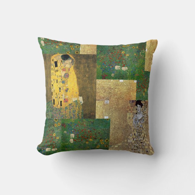 Gustav Klimt Kunst Collage Throw Kissen (Vorderseite)