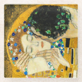 Gustav Klimt Kuss / Valentinstag Romantische Kunst Glasuntersetzer