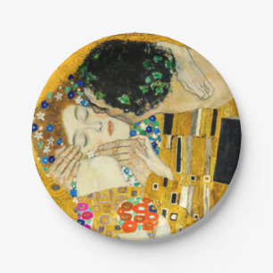 Gustav Klimt Kuss / Valentinstag Romantische Kunst Pappteller