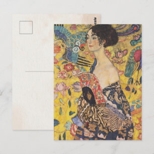 Gustav Klimt-Lady mit einem Fan Postkarte