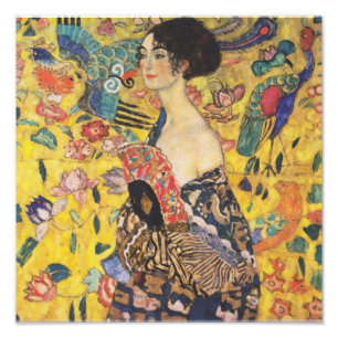 Gustav Klimt Lady mit Fan Art Nouveau Malerei Fotodruck
