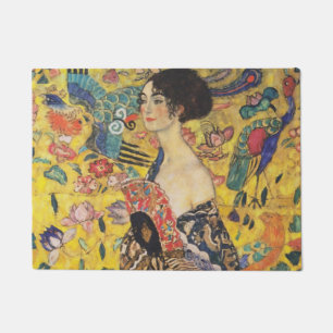Gustav Klimt Lady mit Fan Art Nouveau Malerei Fußmatte