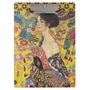 Gustav Klimt Lady mit Fan Art Nouveau Malerei Klemmbrett