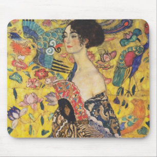 Gustav Klimt Lady mit Fan Art Nouveau Malerei Mousepad