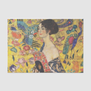 Gustav Klimt Lady mit Fan Art Nouveau Malerei Seidenpapier